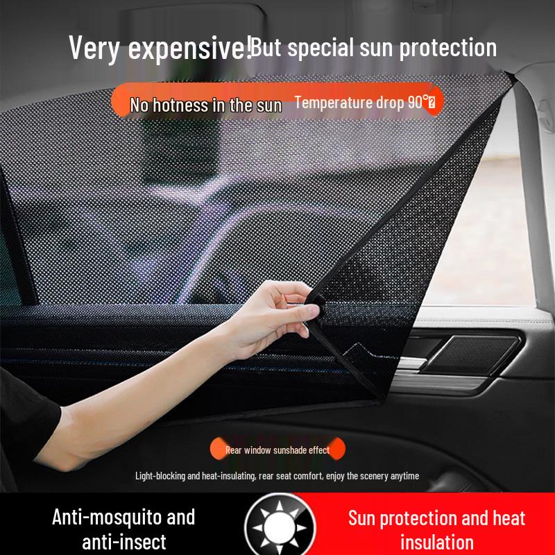 5-Piece Car Window Sunshade Set - Mesh Sun Curtain with Suction Cup Privacy Shield