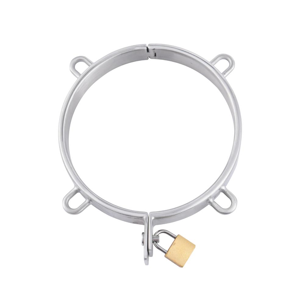 New Stainless Steel Lock Neck Collar Restraints Choking Ring Slave Necklace Bondage RolePlay Sex Toys For Women Man Couples