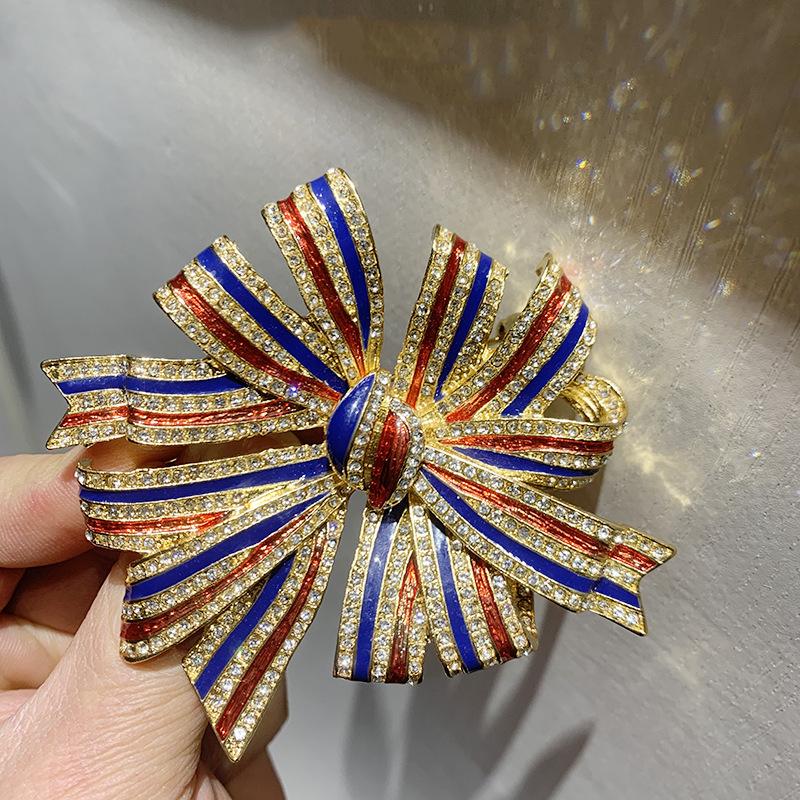 Bo Xin Yun High-End Retro Enamel Large Bow and Flower Brooch