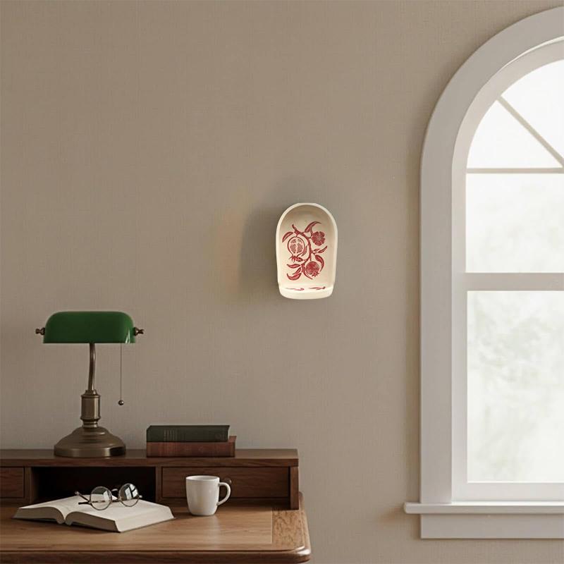 Sacred Wall Niche Collection - Handmade Wall Altar With Candle Holder & Jewelry Tray, Decorative Alcove Shelf For Meditation Dis