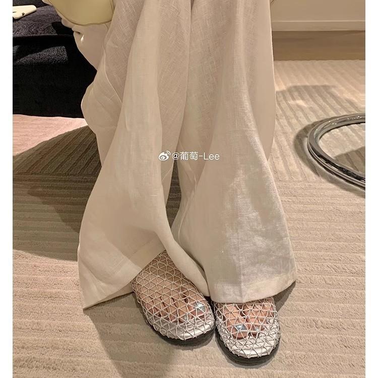 Grape Mother Same Summer Night Evening Wind~ Fashionable Hollow Bag Head Minimalist Wind Word with Beach Flat Bottom Half Slippers Women
