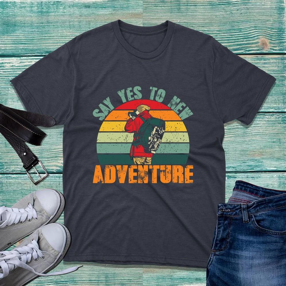 Say Yes To New Adventure Vintage Tshirt Mountains Camping Hiking Unisex Tee Top S