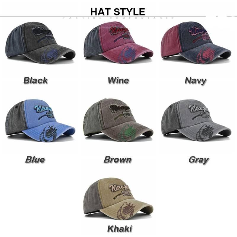 Embroidered Baseball Cap Vintage Washed Sun Hat Adjustable Cotton Cb360-1 Black