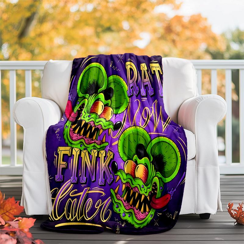 Rat Fink Power Flannel Blanket Soft All-Season Throw, Design for Camping, Car Travel, Hiking Sofa, Bed, Office Perfect Gift for Parties