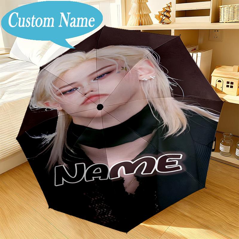 Custom Name Umbrella K-pop Idol Collage Umbrella 8-Frame for Travel, Camping, Casual Lightweight Portable, Essential for Family Gifts