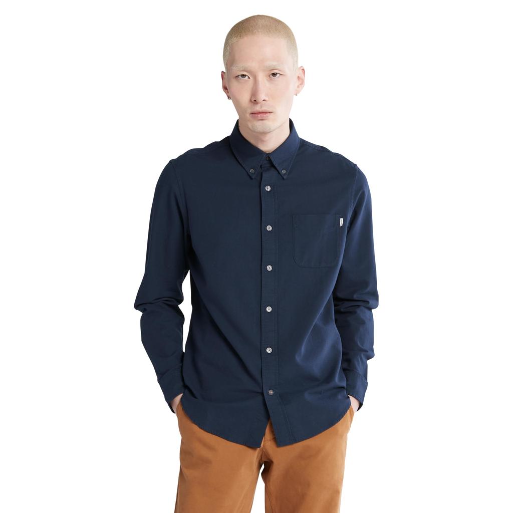 Timberland Men's Long Sleeve Oxford Shirt, Dark Sapphire, Size 2, Medium, TB0A2ES5Z161