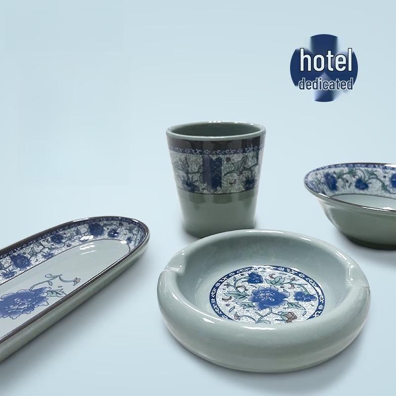 Wuhe Azure Peony Square Melamine Dinner Plate