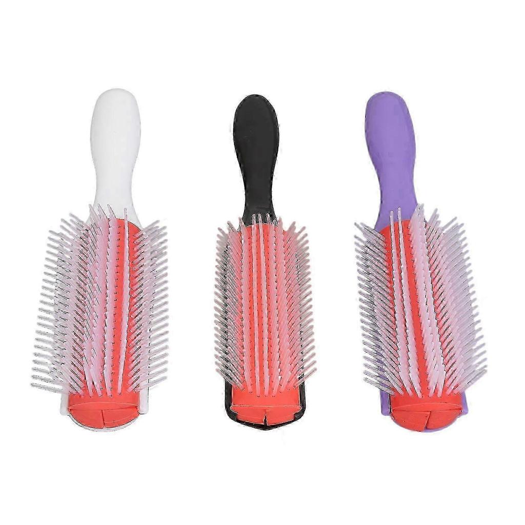3Pcs 9 Row Hair Brush Scalp Massage Removable Detangling Styling Hair Brush Comb for Home Hair Salon