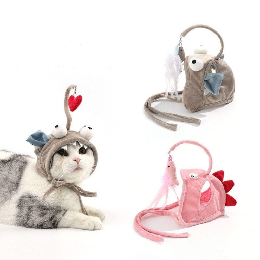 

Kitten Fishing Tease Pet Cat Interactive Fishing Head Covers Cat Head Covers Cat Hat Pet Headdress