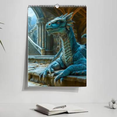 Yousheng 2026 Dragon Wall Calendar Jan. 2026 - Dec. 2026 12-Month Planner with Fantasy Illustrations for Home Office