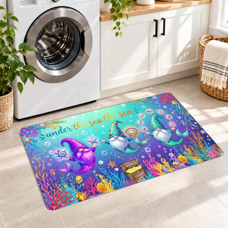 Flannel Kitchen Mat Christmas Soft Area Rug Non Slip Floor Carpet Home Decoration