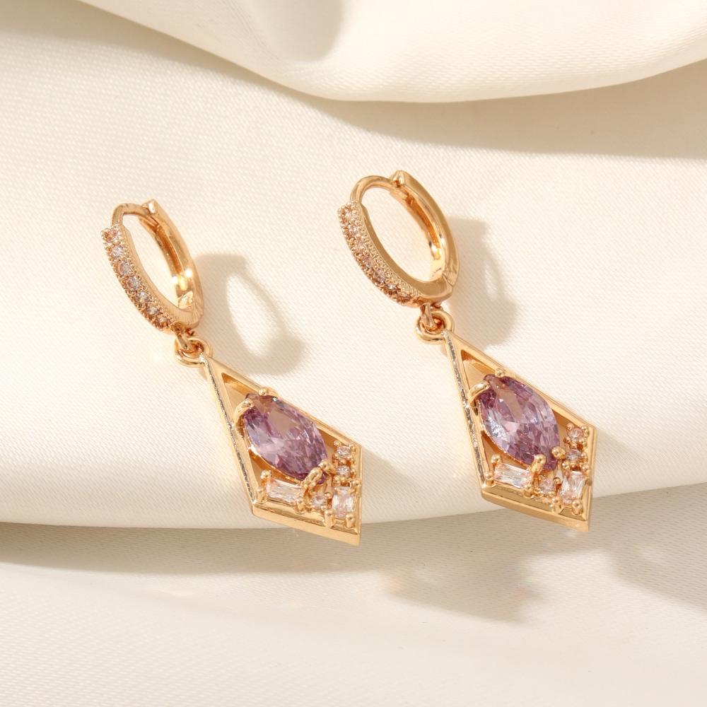 1 Par Moda Geométrico Diamantes Pendentes Brincos para Mulheres Zircônia Cúbica Joias Diárias Acessórios para Festa de Casamento