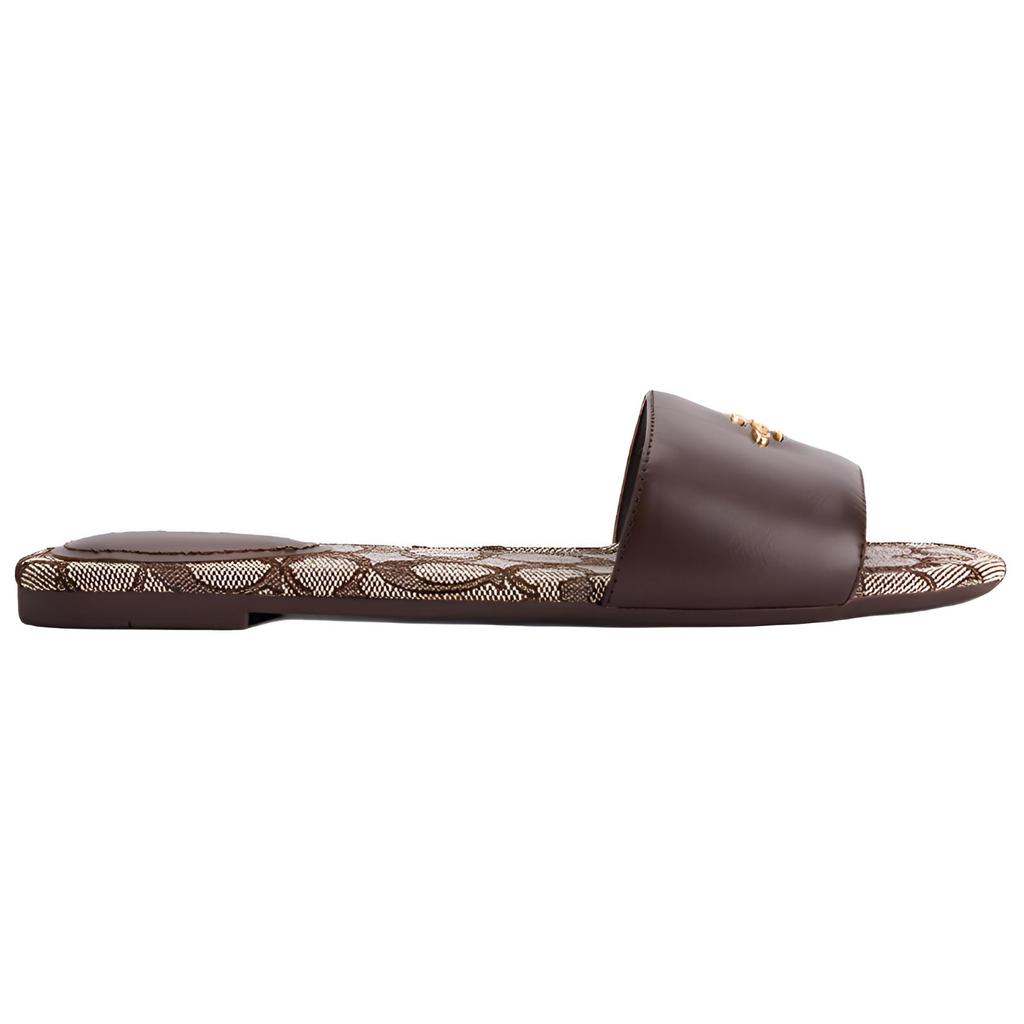 Coach Sheepskin Classic Logo Open-Toe Slide Sandals Women Sandals Brown CBR47-S8W