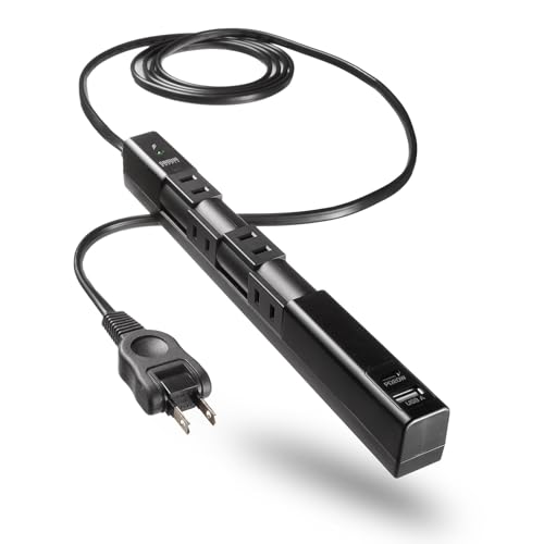 SANWA SUPPLY Rotating Tap (4 AC Outlets + Type-C + USB-A, 20W PD, Black) TAP-B113UC-2BK