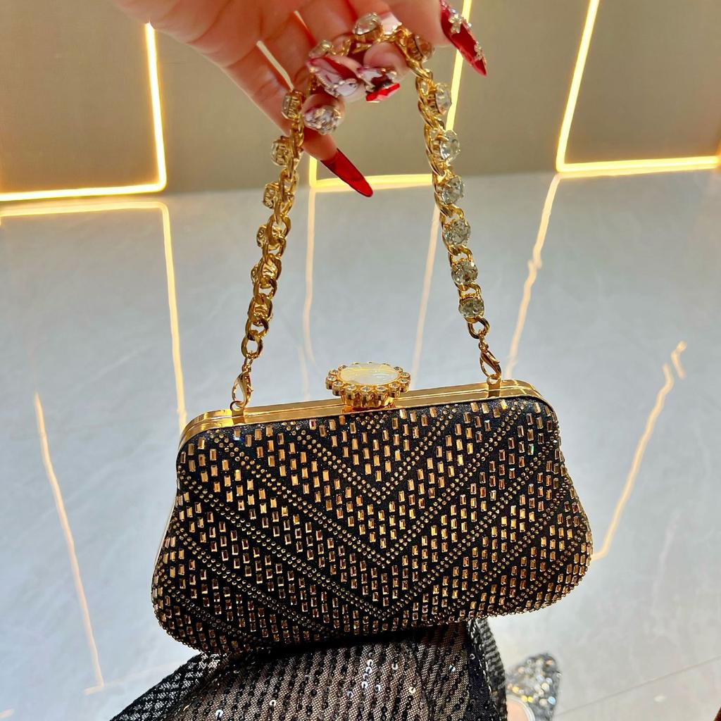 2025 Diamond Embedded Clutch Bag for Women Vintage Glitter Designer Luxury Handbag Lady Party Wedding Purse Clutch Shoulder Bags