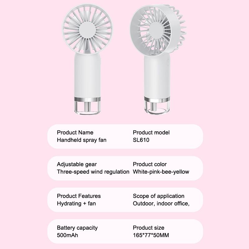 Humidifying Water Replenishing Handheld Spray Fan Fast Charging Convenient Desktop Usb Charging Mini Handheld Fan