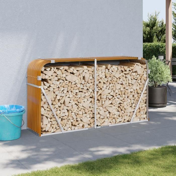 Porte-bûches - VIDAXL - 180x45x100 cm - Acier galvanisé - Marron clair