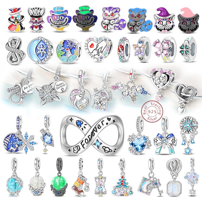 New 925 Silver Magic Cat Rabbit Charms Beads Family Infinite Loops Winter Fit 3Mm Exquisite Bracelet Diy Jewelry