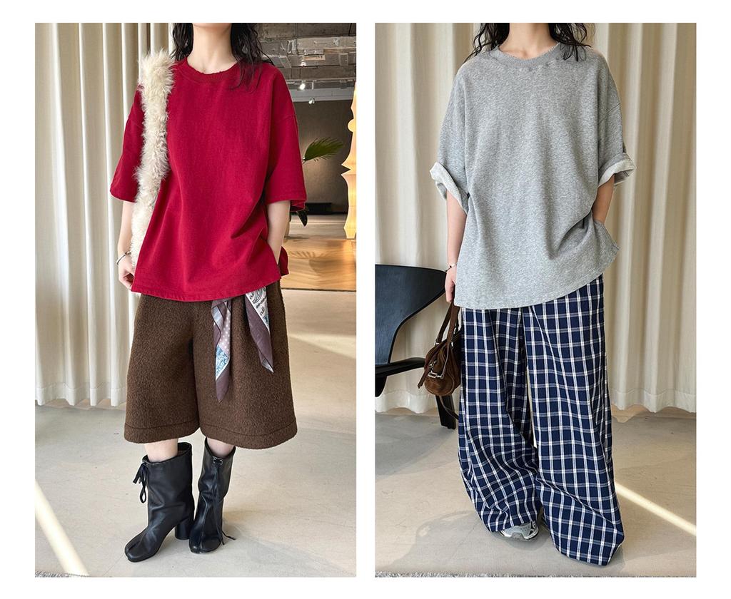 Korean Style Oversized Fleece T-Shirt for Women - Round Neck & Drop Shoulder