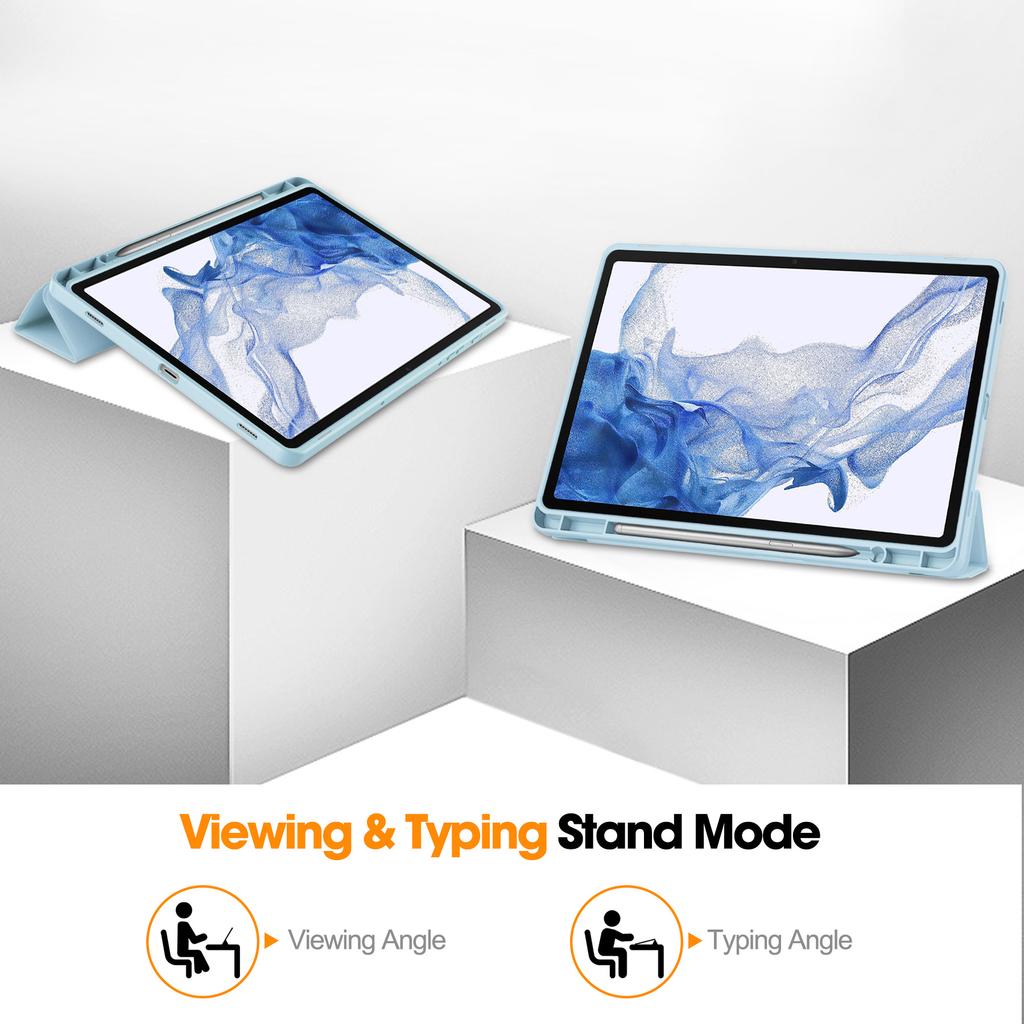 Pouzdro pro Samsung Galaxy Tab S11 Ultra 14,6 palce 2025 Samsung Tab S8/S9/S10 Ultra TPU Trojitě skládací stojánek s přihrádkou na pero Kryt pro tablety
