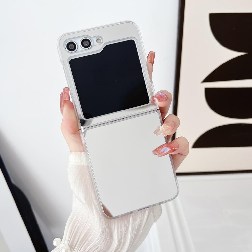 Luxury mirror applies to Samsung zflip7 mobile phone case folding screen Muse makeup mirror zflip6 anti-drop protective case