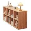 Solid Wood Bookshelf: Floor-Standing & Wall-Leaning Grid Cabinet for Living Room or Kindergarten Storage.