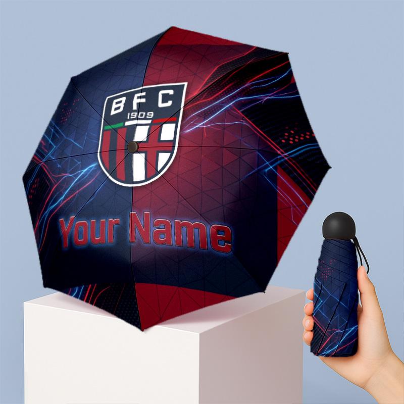 Bologna FC Manual Five Fold 8 Rib Umbrella Support Custom Text, Lightweight Travel Umbrella
