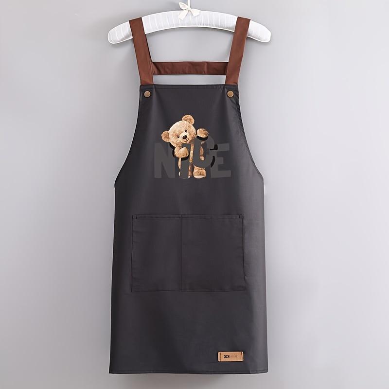 

1pc Canvas Kitchen Apron - Waterproof & Oil-Resistant, Perfect for Cooking & Catering чёрный