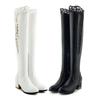 Women's High-heeled Boots Autumn and Winter New Thick-heeled Large-size Lace Spliced Knee Boots