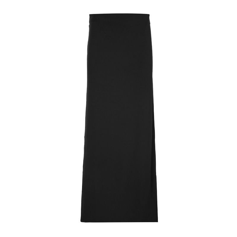 

H Home European and American Women s Clothing American Minimalist One-Piece Black Skirt Retro Sexy Silm Drape Split Dress Black S