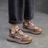 Johnature British Style Genuine Leather Retro Mixed Colors Women's Sports Shoes Mesh Breathable Casual Flat Shoes