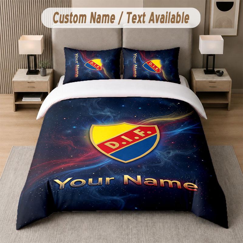Custom Bedding Set Djurgårdens IF Pattern, Print Name Text 1 Duvet Cover Plus 2 Pillowcases Home Textile