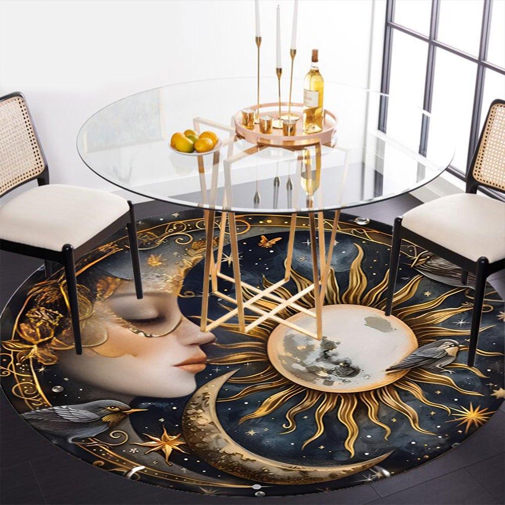 Starry Night Dream: Celestial Art PrintRound Non-Slip Chair Mat Chair Carpet for Office Rugs for Office Decor Gift For Valentine's Day Mother's Day Ha