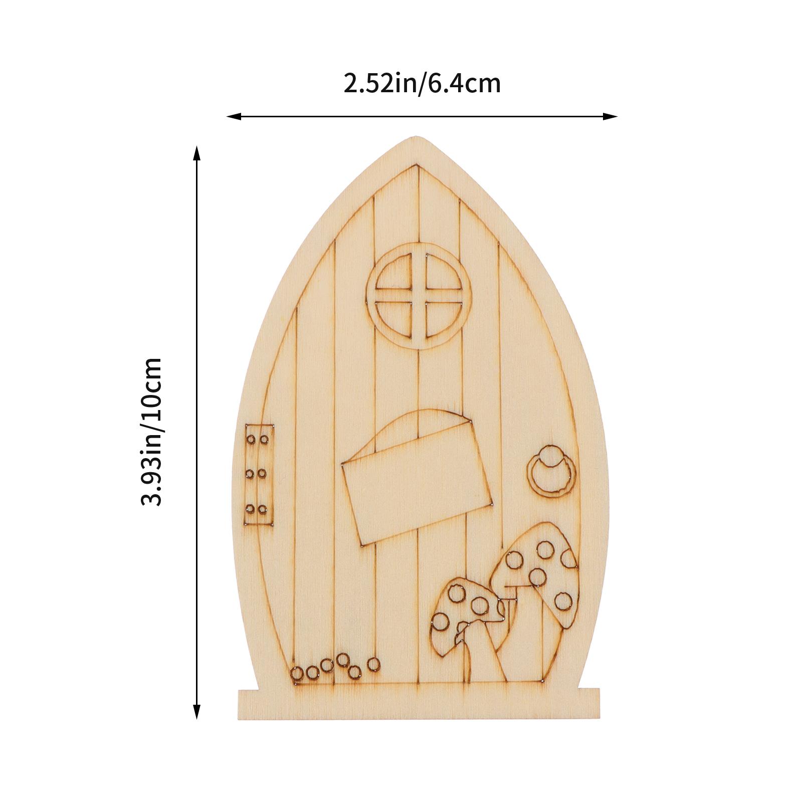 

48Pcs Wooden Fairy Garden Doors DIY Chips Unpainted Fairy Door Pieces for Painting Craft Wood Boards Materials хакі