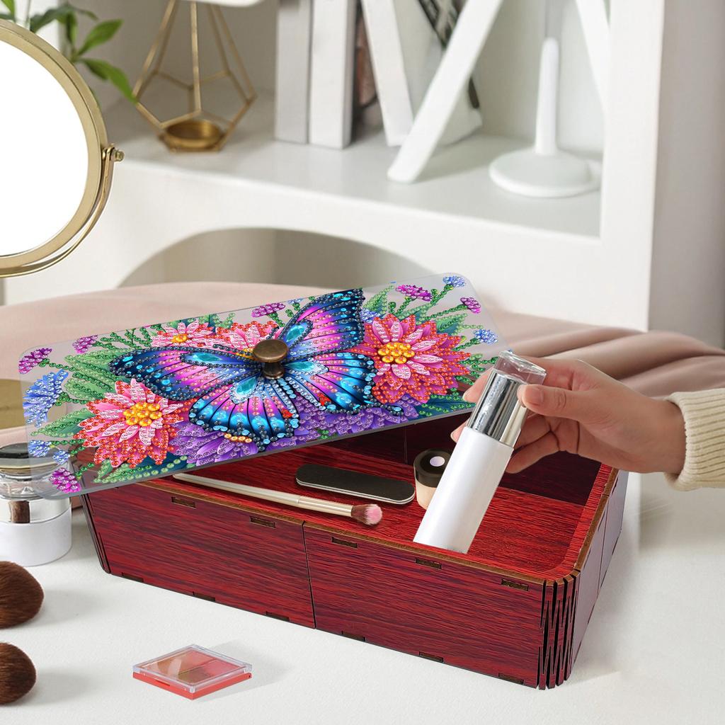 DIY Diamond Art Wooden Storage Box with Lid Diamond Art Painting Storage Box Kit Unique Office Desk & Vanity Organizer