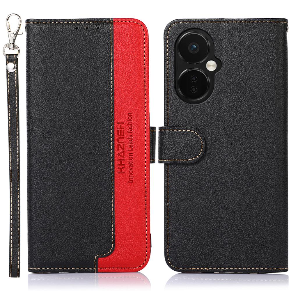 

KHAZNEH For OnePlus Nord CE 3 Lite 5G/Nord N30 5G Litchi Skin PU Leather Phone Case RFID Blocking Protection Wallet Cover with Stand Black