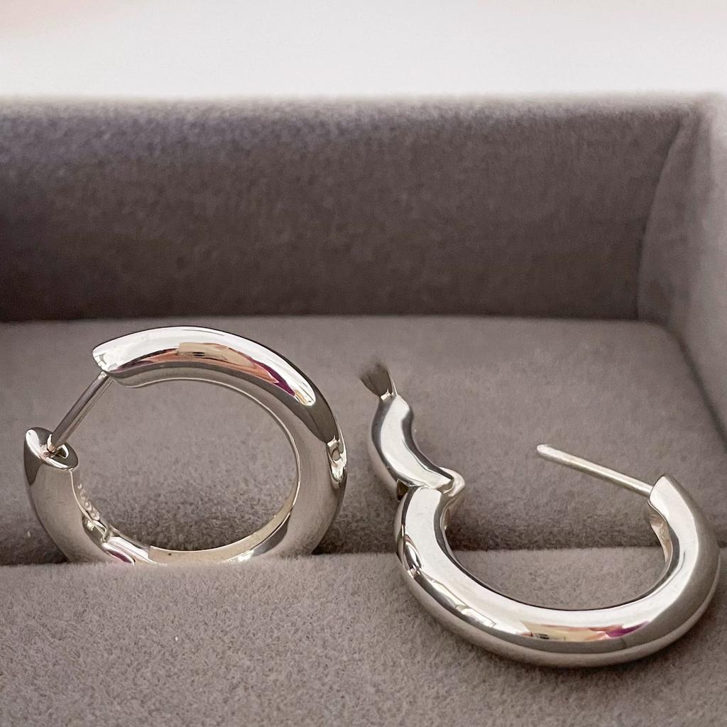 BF CLUB 925 Sterling Silver Earrings For Women Trendy Simple Retro Round Earring Jewelry Prevent Allergy Party Accessories