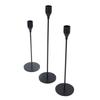 3 Sets Black Candlestick Holder Luxury European Style Round Base Black Metal Candlestick Holders