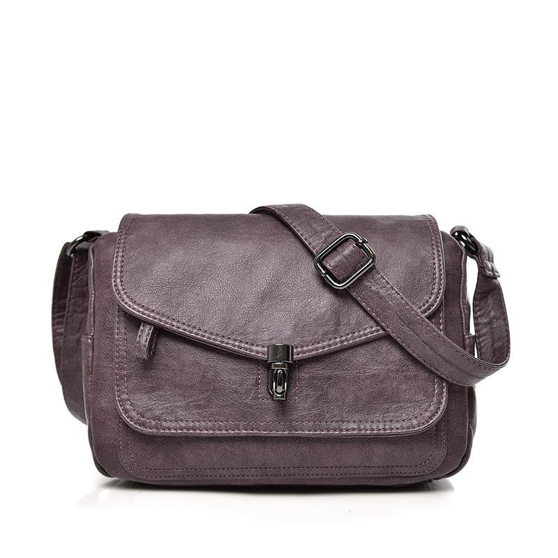 Dámská měkká PU kůže Vintage stylová crossbody taška