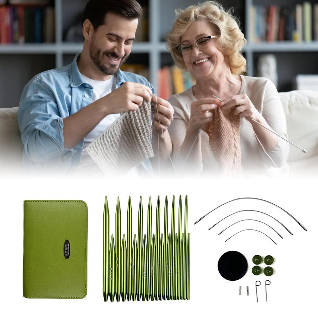 10Pairs Interchangeable Circular Knitting Needle Set with Zippered Case 2.2mm-5.0mm Aluminum Circular Knitting Needle