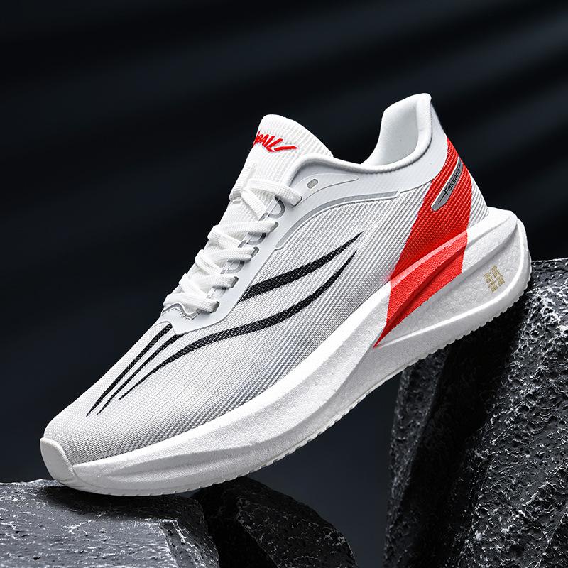 Guochao Youth Full Palm Carbon Board Racing Running Shoes Men's 2025 New Flying Woven Mesh Breathable Real Explosive Sports Shoes