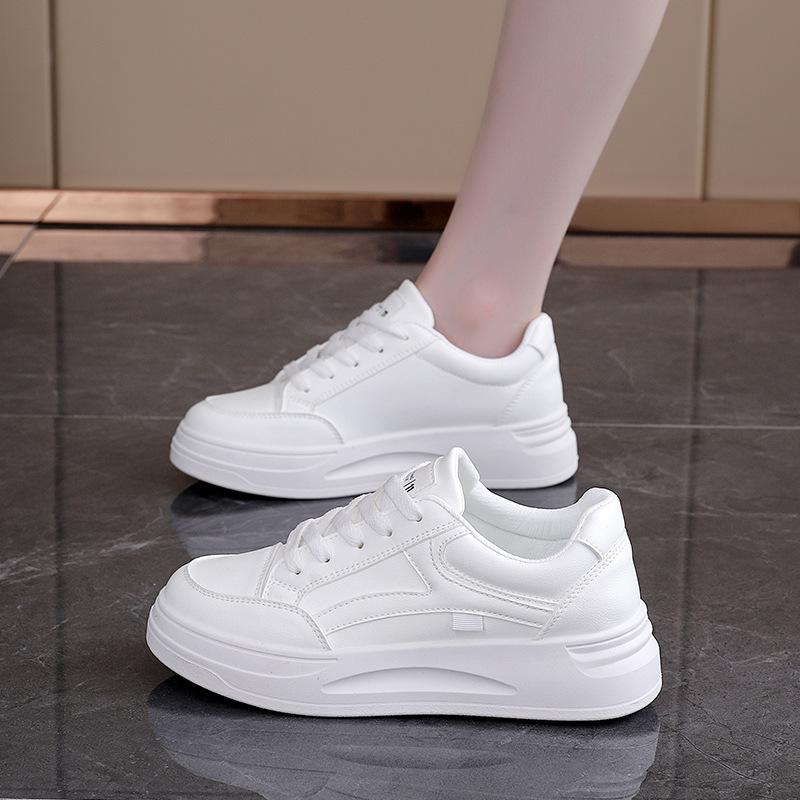 Fashion Women's Colorblock Skate Shoes Trendy Lace Up Low Top Round Toe Sneakers All-match Walking Trainers UP Platform Shoes for Women
