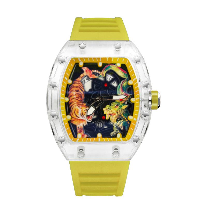 High Value Leisure Sports Automatic Quartz Luminous Waterproof Men'S Watch Wine Barrel Type Dragon Tiger