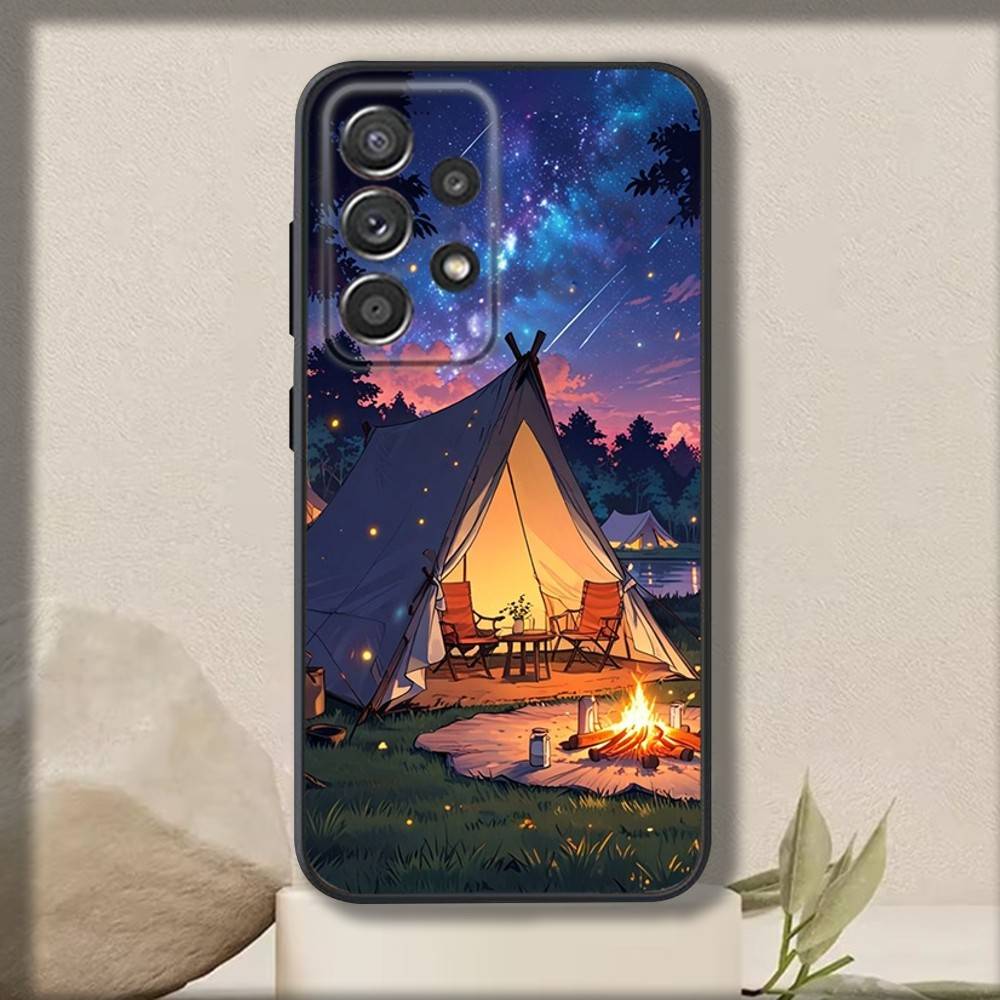 Outdoor Campings Phone Case For Samsung S 25,24,23,22,30,21,10,9,Ultra,Plus,Lite,FE,4,5 G Soft Black Case
