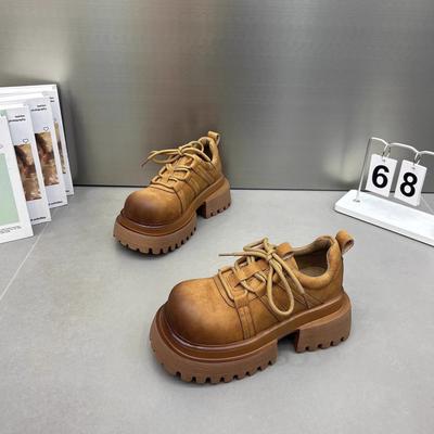 Platform British Style Big Head Small Leather Shoes Women's 2024 New Autumn Retro Casual Versatile Loafer Single Shoes