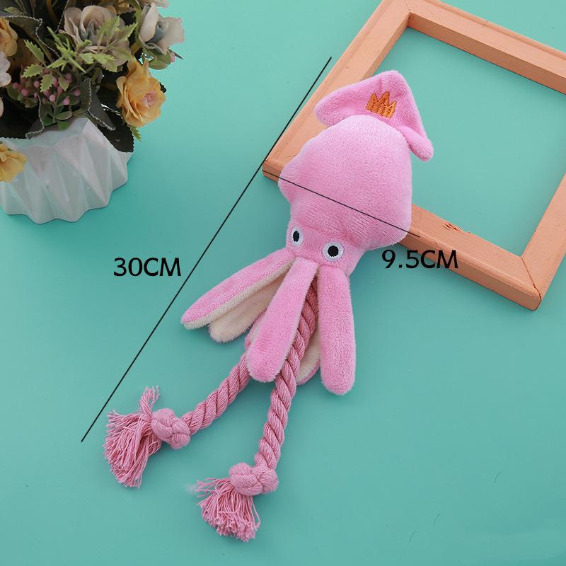 Jouet Octopus Couineur pour Chien Corde en Coton Jouet à Mâcher Interactif Soulagement de l'Ennui Jeu Autonome Jouet pour Animal de Compagnie pour Petits Chiots