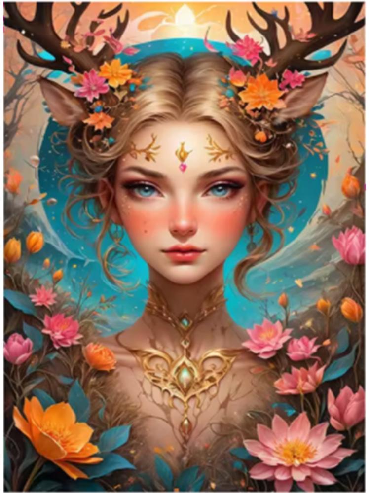 5D Deer Elf Girl Fairy Dust Diamond Painting Kit Full quare Diamond Embroidery Cross Stitch Diamond Art Crystal Home Decoration