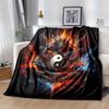 1pc Flaming Dragon Yin Yang Blanket Soft Warm Bedding Throw Coverlet for Room Decor, Living Room, Travel, Camping, Car Blankets