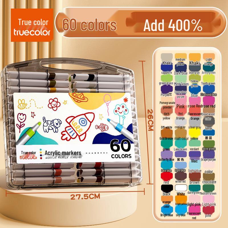 Non-Bleeding True Color Watercolor Marker Pens for Kindergarten Art - Safe & Stackable Acrylic Brushes