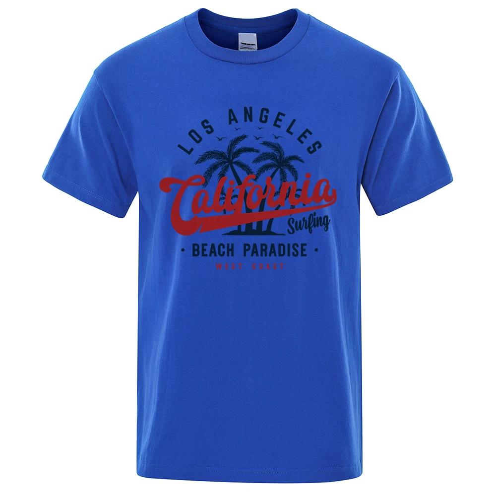 California Beach Paradise Men's Top Trend Crewneck 100% cotton T-shirt Cotton summer breathable oversized clothing